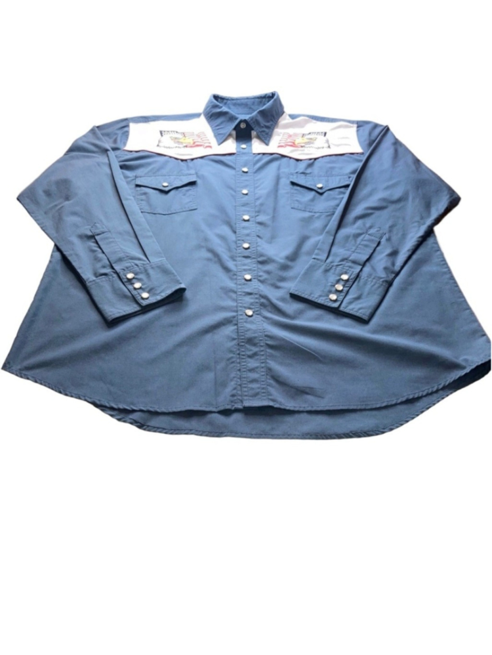 Vintage High Noon Western Shirt Men Xl Pearl Snap US Flag 4th July Patriot